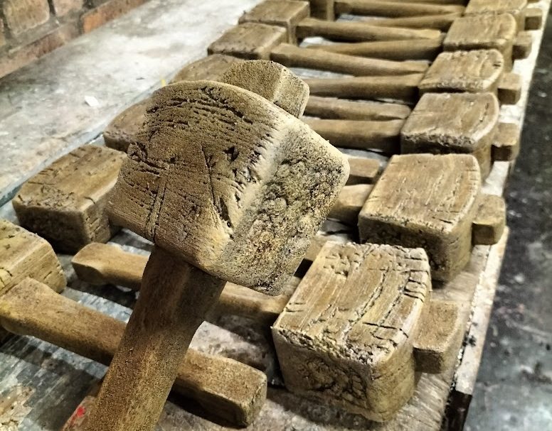 Soft prop wooden mallets made of foam.